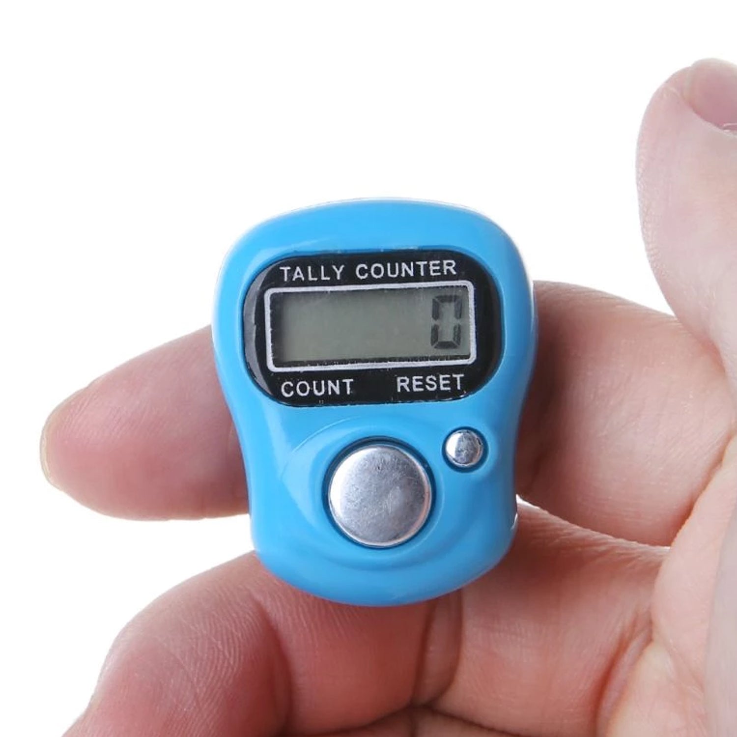 Digital tally counter with a manual hand finger counting mechanism. Digital tally counter with a manual hand finger counting mechanism.